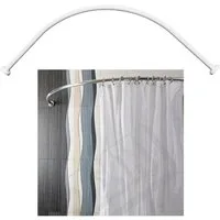 Ekershop Duschvorhangstange Bogenstange Alu Oval EINTEILIG 90 x 90 cm Eckduschstange, Ø 28 mm, kürzbar, Verschraubt, Aluminium, für Duschvorhang ohne Duschvorhangringe