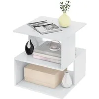 EUGAD Nachttisch (1-St), Sofatisch mit 2 Ablagen, 40x43,5x40 cm, Weiß