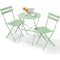 TLGREEN Balkonset Gartenmöbel Bistro Set Metall, (UV-Beständig & Rostfrei, Wetterfest, Balkonmöbel Klappbar für Balkon, Terrasse, Café, Garten), Outdoor Sitzgarnitur, 2 Klappstuhl 1 Klapptisch
