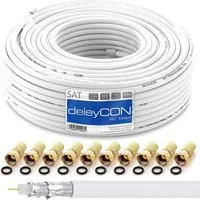 deleyCON deleyCON 30m HQ+ SAT Kabel HDTV 135dB 5x geschirmt + 10x F-Stecker - SAT-Kabel