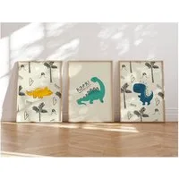 MeinBaby123® Poster Dinosaurier Poster, Dinosaurier Bilder, Babyzimmer Deko, Kinderzimmer Wandbilder