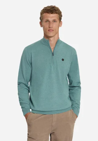 No Excess - Pullover Half Zip Melange Dusty Blue - Gr. - M