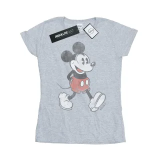 Disney Damen/Damen Walking Mickey Mouse Baumwoll-T-Shirt (Sport Grau)