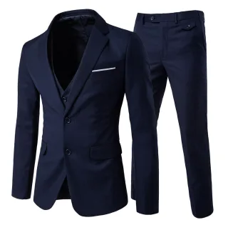 Marineblauer 3-teiliger Anzug mit Revers