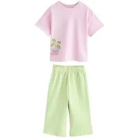 Next Top & Hose Kurzarmtop und Hose mit weitem Bein im Set (2-tlg)