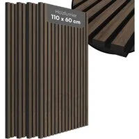 Bellamio Wandpaneel Kilwa, Akustikpaneel Holzoptik, BxL: 60x110 cm, 0,66 qm, (Walnuss, 4-tlg) 3D Lamellenwand schallabsorbierend, in verschiedenen Größen verfügbar