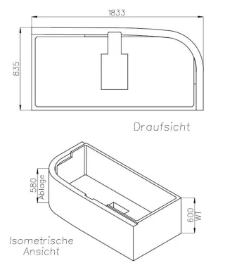 Neuesbad Wannenträger für Hoesch iSensi Vorwand, rechts 180x80 SW 16217A
