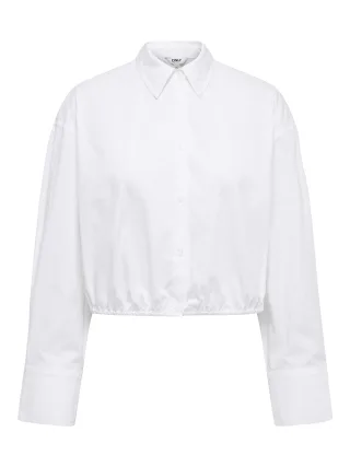 ONLY - ONLHAZEL LS CROPPED ELASTIC SHIRT WVN Bright White - Gr. - L