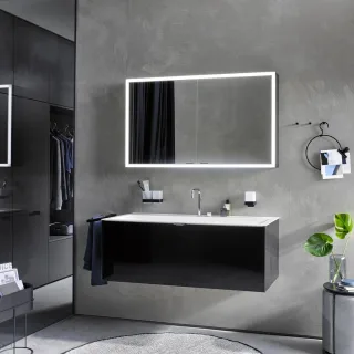 emco LED-Lichtspiegelschrank prime Facelift Aufputz, 600 mm, 1-türig, IP 20, schwarz Türanschlag rec 949713560
