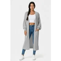 Kendindza Collection Cardigan Cardigan Damen lang Oversize Strickjacke Damen Lang aus Grobstrick Longstrickjacke Made In Italy - One Size 34-42