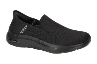 Skechers 216600 BBK Herren Slipper Schwarz Textil Maschinen Waschbar Arch Fit