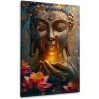 Artedinoi Leinwandbild Goldener Buddha Zen Achtsamkeit Licht Wandbild Leinwandbild Kunstdruck, Goldener Buddha, Zen