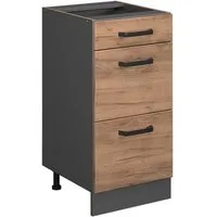 Vicco Unterschrank R-Line Goldkraft Eiche/Anthrazit 40cm, Schubladen, ohne Arbeitsplatte (1-St)
