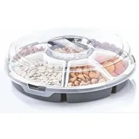 Mojawo Uhrenbox Servierset Servierplatte Snackschale 6 Fächer Deckel Griff Ø33xH9cm