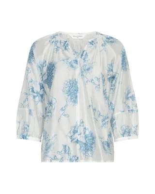 msch copenhagen - MSCHEvangelia 3 4 Top AOP M Blue Flower - Gr. - M