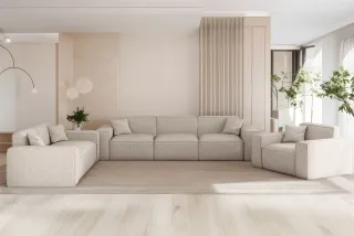 Sofaset Designersofa CELES PREMIUM 3-2-1 in Stoff Artico Creme