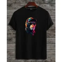 RMK T-Shirt Herren T-Shirt Basic Rundhals Schimpanse Affe DJ aus Baumwolle