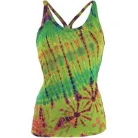 Guru-Shop T-Shirt Batik Hippie Top, Tank Top - grün Festival, Ethno Style, Hippie, alternative Bekleidung