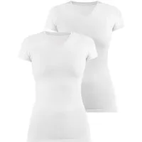 Janice Kurzarmshirt 2 x Figurbetontes T-Shirt mit V-Ausschnitt Siena Damen Basic kurzarm Shirt