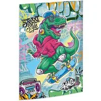 RNK Verlag Organisationsmappe Zeichenmappe Skatosaurus DIN A3 aus Karton mit 3 Klappen und Gummizug (Zeichenmappe, Mit 3 Einschlagklappen, Gummizug und bedruckter Innenseite), 3 Einschlagklappen, farbiger Gummizug, bedruckte Innenseite