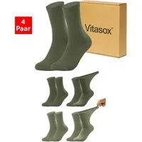 Vitasox Diabetikersocken für Herren - aus Baumwolle ohne Gummi, ohne Einschneiden und Abdrücken (4-Paar) mit weichem und dehnbarem Komfortbund