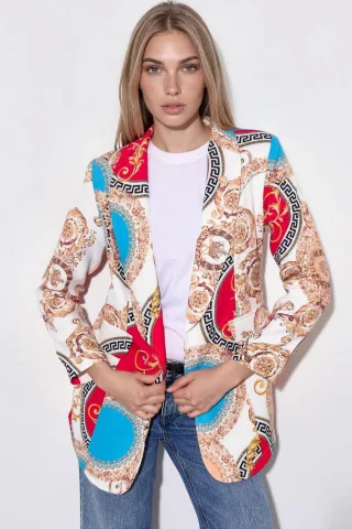 Bedruckte Krepp-Blazerjacke