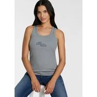 BOSS ORANGE Ripptanktop Ematite Stonebadge Premium Damenmode mit aufgesticktem Logo, glitzernd