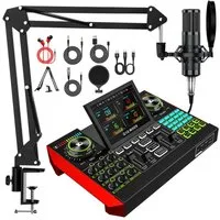 Tenlamp G10-P15B Podcast-Ausrüstungsset mit Audio-Mixer und Soundkarte Soundkarte
