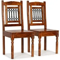 vidaXL Esszimmerstuhl Esszimmerstühle 2 Stk. Massivholz mit Honigfarbenem Finish (2 St)