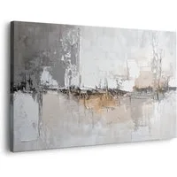 artissimo Leinwandbild Bild auf Leinwand 70x50 cm Wandbild - moderne Kunst grau beige, Abstrakte Malerei: Struktur I