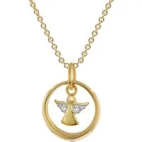trendor Kette mit Anhänger Kinderschmuck Taufring Mit Engel Gold 333 An Vergoldeter Kette