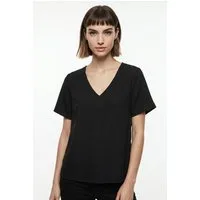 Vero Moda Blusenshirt VMMYMILO S/S V-NECK TOP WVN GA mit klassischem Schnitt