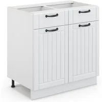 Vicco Unterschrank Fame-Line, Weiß Landhaus/Weiß, 80 cm ohne Arbeitsplatte (1-St)