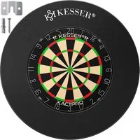 KESSER Dartscheibe Classic 45cm mit 9 Dartpfeilen mit Metallspitze und Wandschutz, Dartscheibe Sisal Professional Dartboard