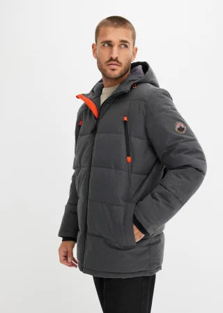 bonprix Wasserabweisende Funktionsjacke, grau, Gr.60, moderne Winterjacke mit Kapuze und folgenden Funktionen: wasserdicht, winddicht, atmungsaktiv und gefüttert