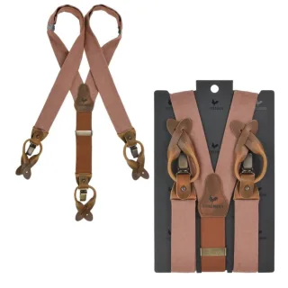 Sir Redman Hosenträger Herren zum Knöpfen und Clippen Vintage Look WORK – rostrot. Authentischer Stil und flexibler Halt für ein geordnetes Outfit.