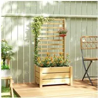Outsunny Hochbeet Pflanzkübel Blumenkübel Rankkasten für Kletterpflanzen Garten (Pflanzkasten, 1 St., Blumenkasten), 60 x 39 x 120 cm Naturholz