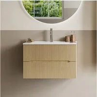 BRIDGE BENO Wandhängeschrank 61 cm Breiter Wandschrank Mit Keramikwaschbecken, 2 Schubladen, 1-tlg., geeignet Für Kleine Badezimmer/gäste-Wcs