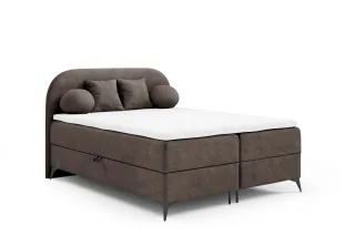 Boxspringbett Schlafzimmerbett GORGIA 180x200cm Stoff Jasmin Dunkelbraun