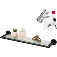 bremermann Wandregal Bad-Serie PIAZZA BLACK - aus Glas und Edelstahl matt schwarz, 1-tlg.
