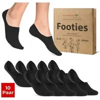 sockenkauf24 Füßlinge 10 Paar Füßlinge aus gekämmter Baumwolle Damen & Herren (Schwarz, 35-38) Sneaker Socken ohne drückende Naht (Exclusive Line) - 70103T WP
