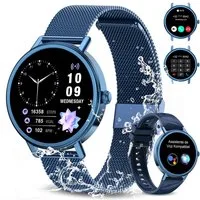 blackview Smartwatch X30 1,26″ für Damen mit Telefonfunktion undFitness-Tracking Smartwatch (4 cm/1.26 Zoll, iOS/Android) Set, mit Wechselband aus weichemSilikon und Ladekabel, 5 Tage Akkulaufzeit/2 Armbänder/HF&SpO₂& Blutdruck/100+ Sportmodi,IP68