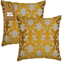 Marrakesch Orient & Mediterran Interior Zierkissen 2er Set Boho Kissenbezug Kayon orientalisch aus Baumwolle, Gold 50 cm, (2 St)