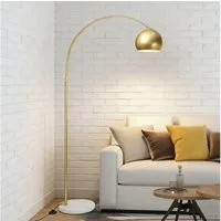 MUPOO Stehlampe Moderne Gold Arc Stehlampe aus Metall/dimmbare, mit Glühbirne, dimmbare/farblich einstellbare Glühbirne, Verstellbarem Metallschirm & Marmorsockel,mit Fernbedienung