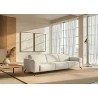 Home affaire 3-Sitzer Lorcan 257 cm, weiches Sitzgefühl, mit schwarzen Metallfüßen, Lederoptik und in weichem Strukturstoff
