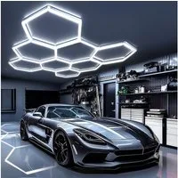 oyajia LED Dekolicht 8/10-Pack Hexagon LED Deckenleuchte Werkstatt Garage Waben Beleuchtung, 280W, LED fest integriert, ‎Kaltweiß, Sechseckige LED-Leuchte für Garage, Studio, Lager, Auto-Detailing-Shop