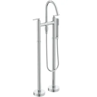 Ideal Standard Joy Neo Zweigriff-Wannenarmatur BD169AA freistehend, mit Handbrause-Set, Hebelgriffe, Ausladung 190mm, chrom