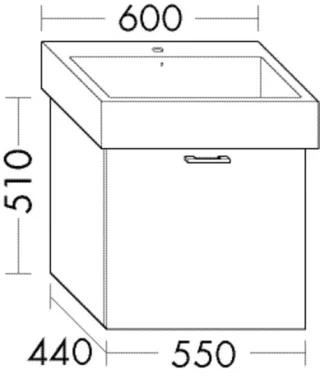 Burgbad Waschtischunterschrank Sys30 PG4 Sana 510x550x440 Dunkelgrau Hochglanz, WTU556AF3365 WTU556AF3365