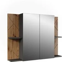 Vicco Badezimmerspiegelschrank Irma, Anthrazit/Goldkraft Eiche, 100 x 75 cm mit 2 Türen (1-St)