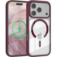 EAZY CASE Handyhülle Transparente Hülle mit MagSafe für iPhone 17 Pro 6,3 Zoll, Back Cover Slimcover mit Displayschutz, Magsafefunktion, Bumper, Beere